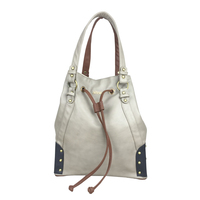 Grey and Brown Reversible Handbag