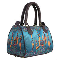Bangprice Canvas digital printed multipurpose Blue Masai Tribal designer stylish duffle tote and handbag for Girls/Women